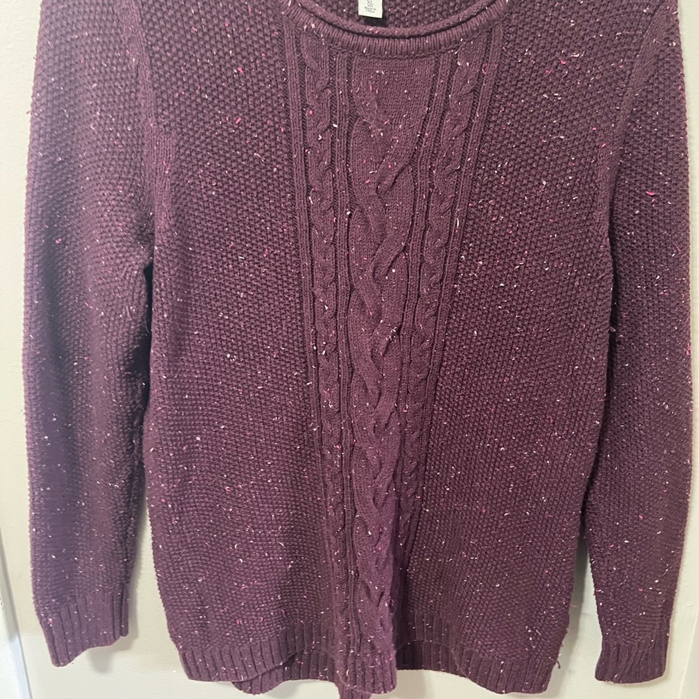 LL Bean Cable Winter Knit Sweater XL. Maroon/Purple - Picture 6 of 6